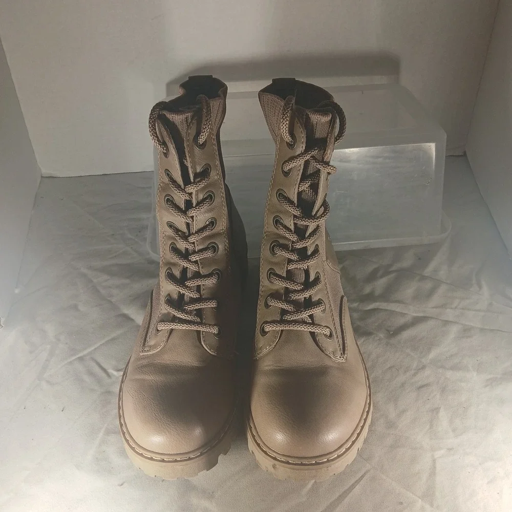 Blowfish Malibu B138 Mens Tan Lace Up Knit Combat Boots Lug‎ Sole Size 7.5